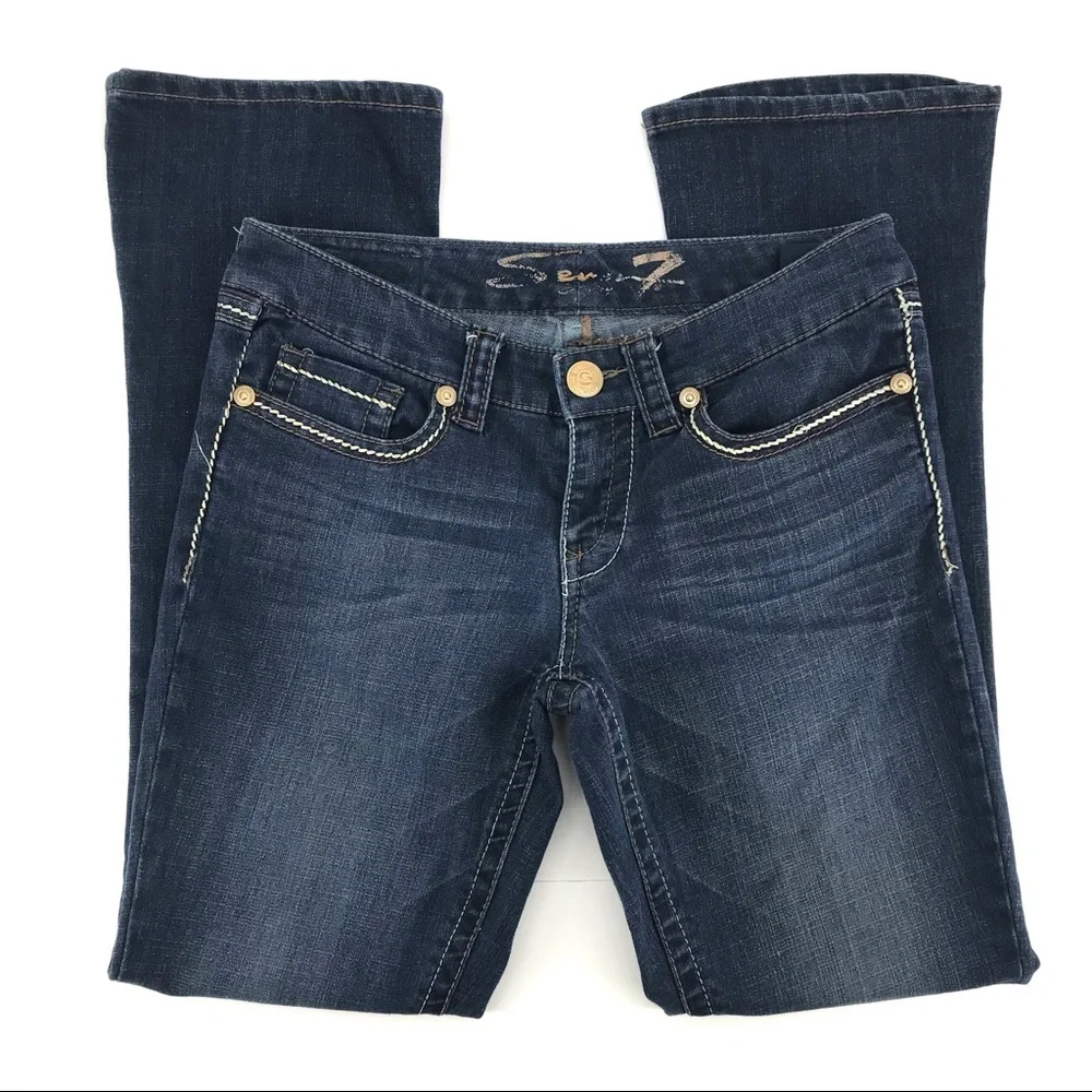 Seven7 Rocker Slim Dark Wash Mid Rise Bootcut Denim Jeans Size 8 - Picture 3 of 9